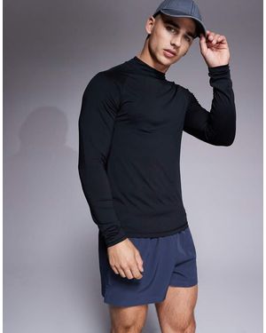 4505 Icon Active Quick Dry Muscle Fit Base Layer Training Long Sleeve Mock Neck Top - Blue