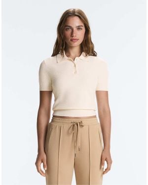Oysho Short-Sleeved Button Knit Polo Shirt - Natural