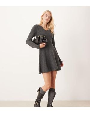 JDY Tall Skater Knitted Mini Dress - Black