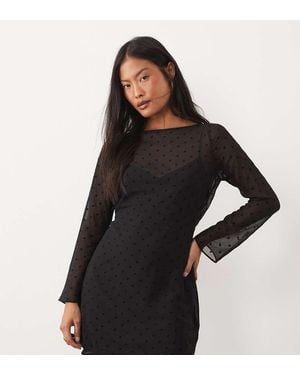 Nobody's Child Petite Priya Mesh Overlay Mini Dress - Black