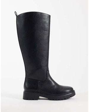 London Rebel Clove Chunky Knee Boots - Black