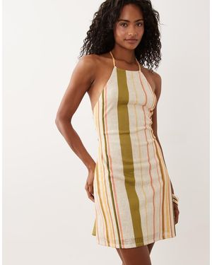 ASOS Halter Neck A-line Mini Dress - Natural