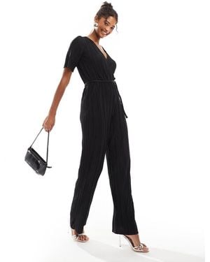 Vero Moda Plisse Wrap Front Jumpsuit - Black
