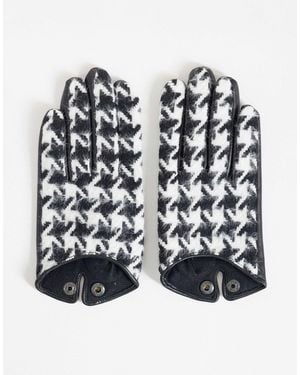 ASOS Kurze handschuhe mit hahnentrittmuster - Schwarz