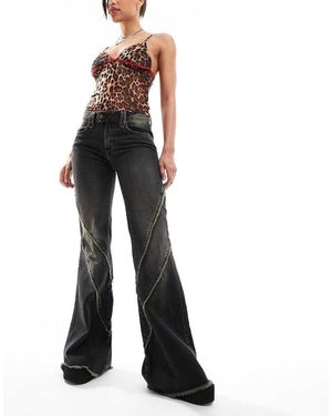 Minga London Distressed Flare Jeans - Black