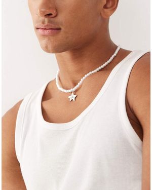 FADED FUTURE Collar Con Perlas Y Charm De Estrella De - Blanco
