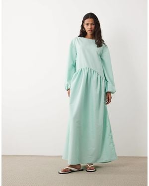 ASOS Crew Neck Arched Waist Smock Maxi Dress - Green