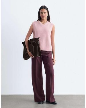 & Other Stories Wide Leg Front Seam Trousers - White