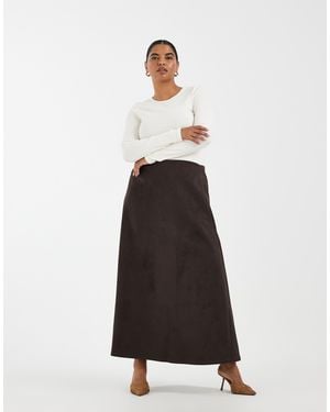 ONLY Curve jupe longue en faux daim - Blanc