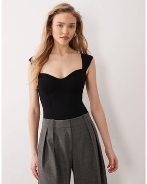 Oh Polly Sweetheart Neckline Bodysuit - Black