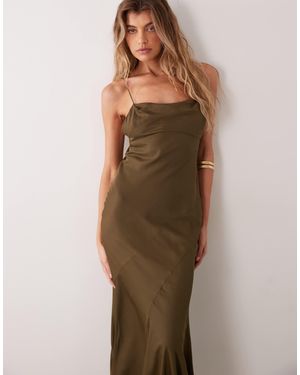 ASOS Satin Seamed Fishtail Cami Maxi Dress With Low Back And Tassel Ties - Multicolour