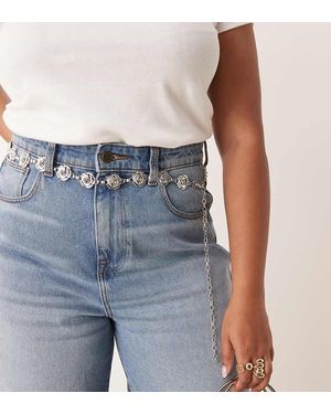 My Accessories Curve Rose Chain Belt - Blue