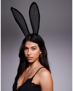ASOS Halloween Polka Dot Sheer Bunny Ear Headband - Gray