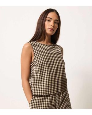 PixieGirl Petite Gingham Top - Brown