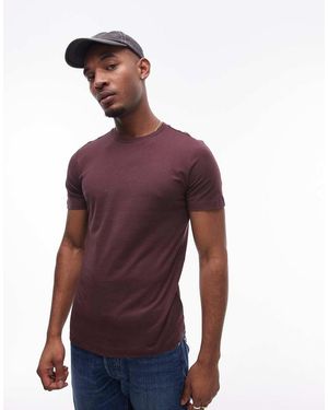 Mango T-Shirt Basic A Maniche Corte Bordeaux - Viola