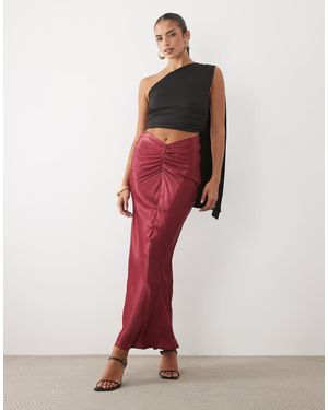 ASOS Satijnen Gerimpelde Maxi Rok - Rood
