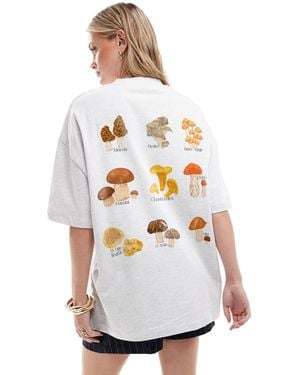 ASOS Oversized T-shirt With Mushroom Back Graphic - White