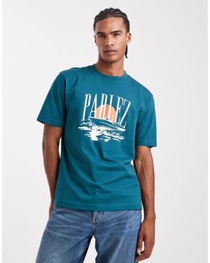Parlez T-shirt à logo et motif bateau sérigraphié - Bleu