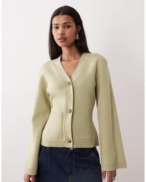 Gina Tricot – taillierte strickjacke - Blau