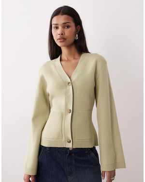Gina Tricot Cinched Waist Cardigan - Natural