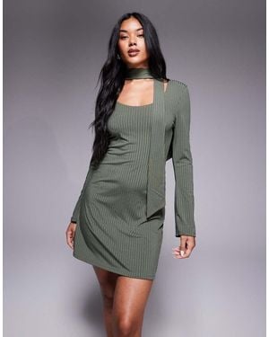 ASOS Scoop Neck Scarf Mini Dress - Grey