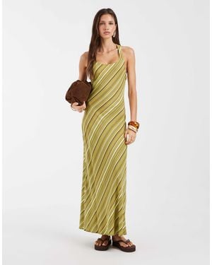 ASOS Linen Blend Scoop Neck Maxi Dress - Metallic