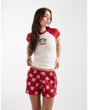 Daisy Street X Paul Frank Top And Shorts Pyjama Set - Red