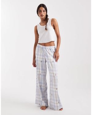 Hollister baggy Flannel Pajama Bottoms - White