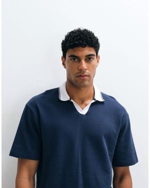 ASOS Relaxed Polo With Contrast Collar - Blue