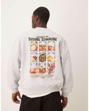 ASOS Felpa Oversize Mélange Con Stampa Di Frutta Sul Retro - Neutro