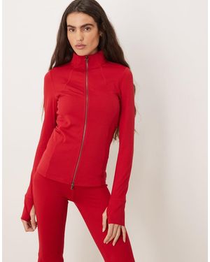 Hollister Gilly Hicks High Neck Snatched Waist Jacket Co-ord - Red
