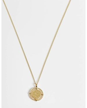 ASOS Asos Design Curve Waterproof Stainless Steel Necklace With Disc Charm - Metallic