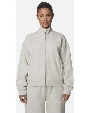 Good For Nothing Washed Cotton Funnel Neck Zip Sweatshirt - Grey