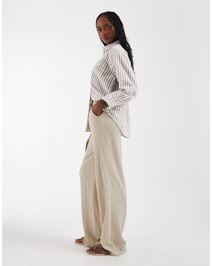 ONLY Wide Leg Crinkle Textured Pants - Natural