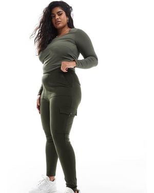 Yours Cargo Pocket Ponte Leggings - Green