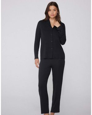 Tezenis Long Open Viscose Pyjamas - Blue
