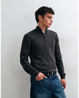 New Look 1/4 Zip Funnel Neck Jumper - Blue