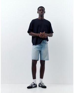 Pull&Bear Standard Denim Bermuda Shorts - Blue