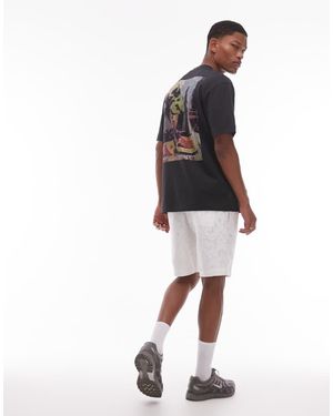 TOPMAN Camiseta Negra Extragrande Con Estampado De Vino Y Queso En La Parte Delantera Y Trasera De - Blanco