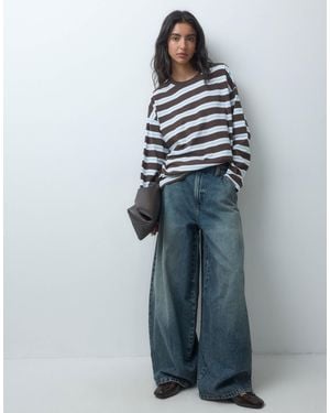 Noisy May Boxy Long Sleeve Top - Blue