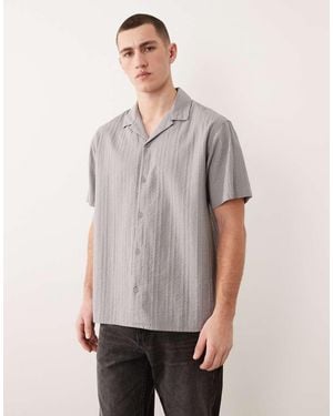 Jack & Jones Textured Shirt With Short Sleeves - Grey