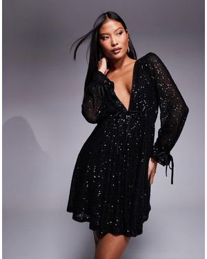 Jaded Rose Petite Sequin Mini Dress - Black