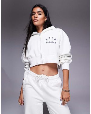 Good For Nothing Spray Effect Relaxed Zip Through Hoodie - White