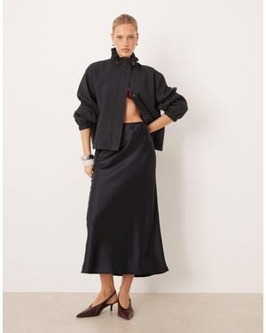 Mango Satin Maxi Skirt - Black