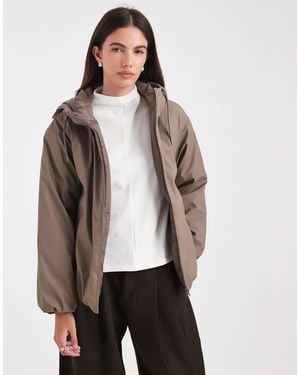 ASOS Rubberised Hooded Rainwear Bomber Jacket - Natural