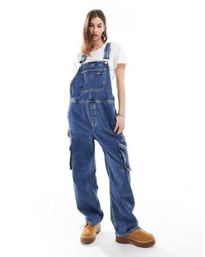 Dr. Denim Cordelia Utility Cargo Denim Dungarees - Blue