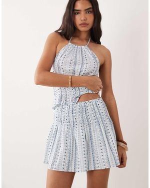 Mango Teen Shir Waist Mini Skirt Co-ord - White