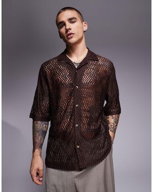 ASOS – kastiges, gehäkeltes hemd - Grau