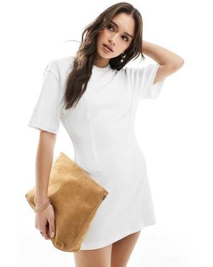 Monki T-shirt Dress With Cinched Waist - White