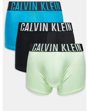 Calvin Klein Pack De 3 Calzoncillos De Color Negro, Cerceta Y Verde Claro De Microfibra Intense Power De - Azul